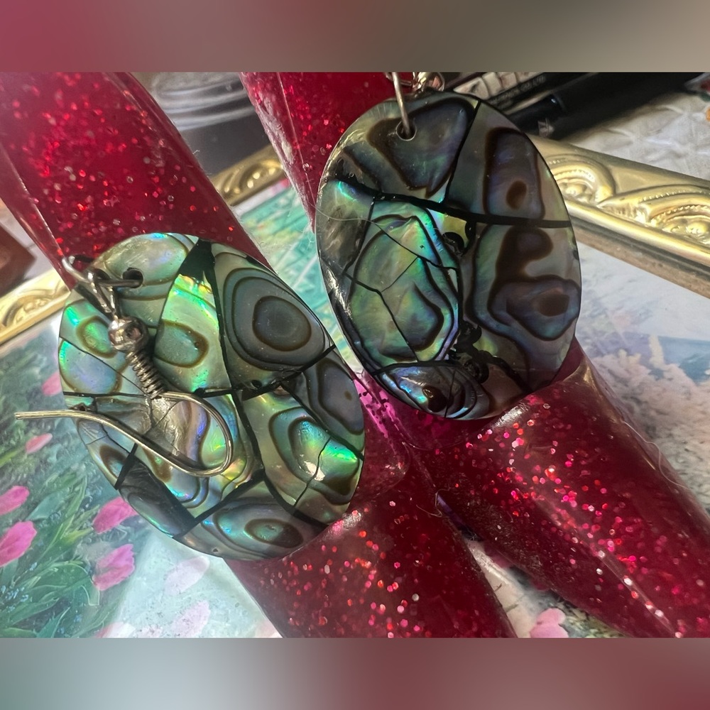 Abalone earrings 1” oval